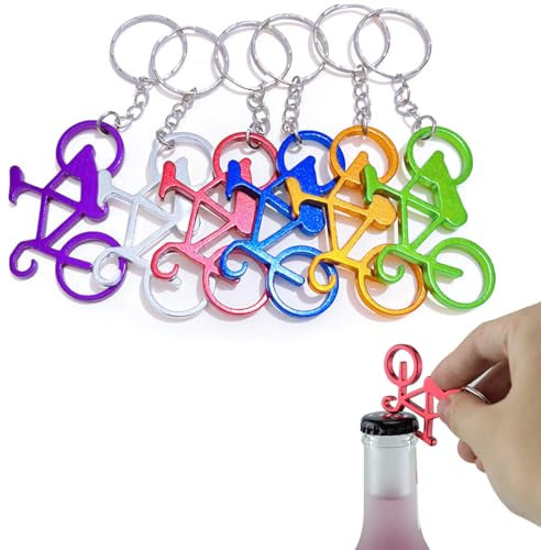 PHCOZY 6 Pcs Porte clés ouvre Bouteille de vélo ouvre Bouteille de vélo Porte clés ouvre bière Mini clé ouvre Bouteille ouvre bière Portable clé Pendentif ouvre Bouteille