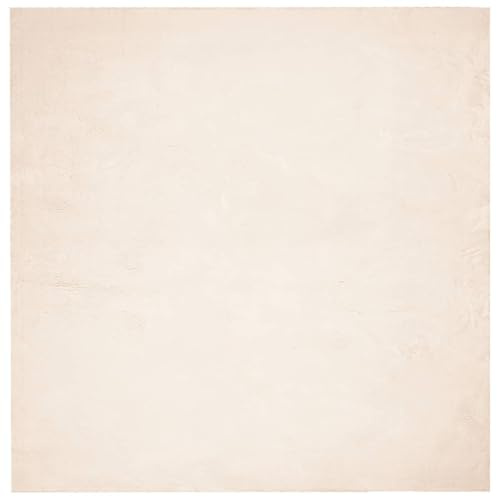 vidaXL Teppich, Wohnzimmerteppich Kurzflor Weich Waschbar, Moderner Teppich für Wohnzimmer Schlafzimmer, Flauschig Einfarbig rutschfest, Beige 200x200cm