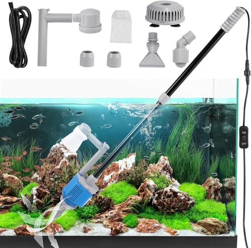 LIFEJXWEN 6-in-1-Kiesreinigung für Aquarien, elektrischer Staubsauger für Aquarien, Wasserwechsler, Sandreiniger für Aquarien, Reinigung von Algen/Kies
