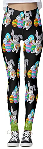 Ostern Leggings Damen Ostern Ostertag Druck Hohe Taille Yogahose für Damen Ostereier Osterhasen Legging Strumpfhose Kompression Yoga Laufen Fitness Jogginghose Sporthose Trainingshose Ostern Geschenke