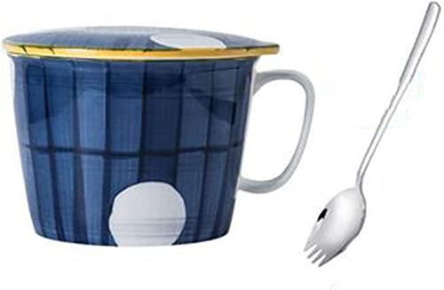 Schüssel mit Griff, Keramik-Suppenschüssel, Suppenbecher-Schalen, Ramen-Schüssel mit Stäbchendeckel, kreative Keramik-Instant-Nudelschüssel, Suppenschüssel mit Griff for Müsli, Reis, Ramen-Udon-Nudeln