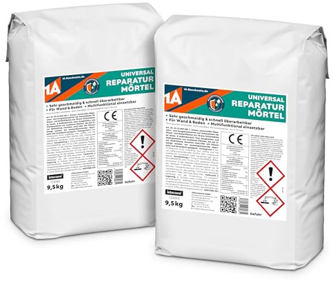 1A UNIVERSAL REPARATURMÖRTEL, 2x 9,5 kg, innen und außen anwendbar für Wand- und Bodenflächen bis 30 mm, Grau
