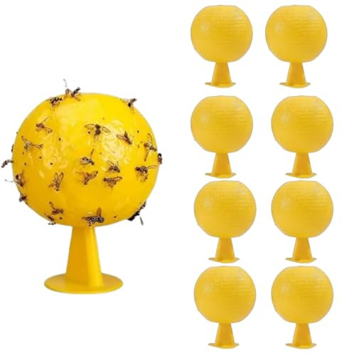 Lot de 8 pièges à Mouches de Fruits Jaunes boules d'insectes collantes, Naturel et écologique piège à Mouches de Fruits, Fourmis, moustiques et araignées