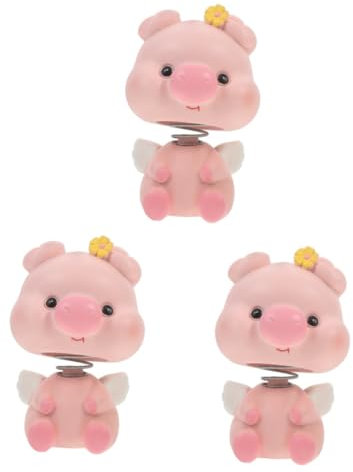 Vaguelly 3 Stücke Harz Handwerk Schwein Figurine Schütteln Schwein Puppe Dashboard Dekoration Auto Ornamente Für Hause