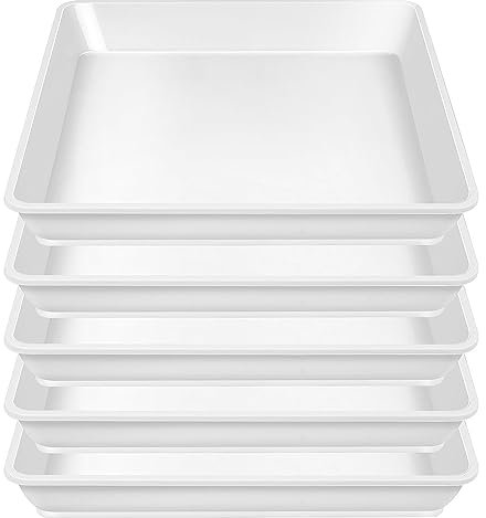 Qinlenyan 5Pack Square Plant Saucer Drip Tray 10 12 inch Flower Pot Saucers Plastic Plant Trays for Indoor Outdoor Plants,Catch Excess Water and Soil White 12Inch