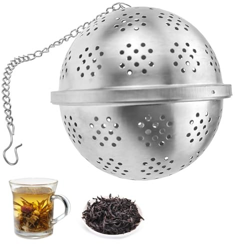 Spice Ball Small for Cooking, Tea Infuser, Stainless Steel Tea Ball Strainer Spice Infuser, Soup Seasonings Seperation Basket with Extended Chain Hook for Brewing Tea Spices Seasonings