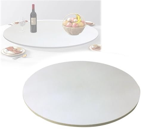 YOHIEE Bandeja de Servicio 60 70 80cm para Mesa de Comedor, Plato Giratorio de Madera Redondo, Antideslizante Lazy Susan para Cocina Hotel, Sin Instalación(White,60cm/24inch)
