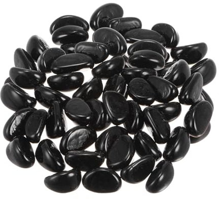 sourcing map Perles en verre pour foyers, graviers réfléchissants pour décoration d'aquarium, 1 000 g, noir