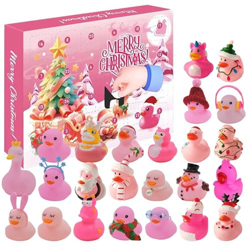 Weihnachts-Countdown-Kalender, Ente, Advents-Countdown-Ente, Miniatur-Cartoon-Enten-Miniatur-Figuren des Weihnachtskalenders 2024 – Haushalts-Sammelfiguren, o