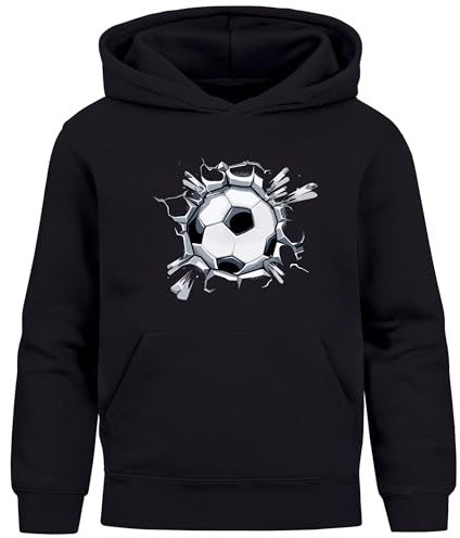 MoonWorks® Kinder Hoodie Jungen Fußball Sport Kapuzenpulli Geschenke Junge Kinderkleidung Aufdruck Print schwarz 116