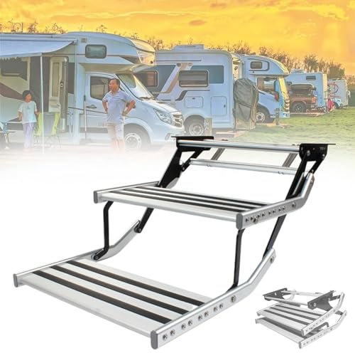Marchepied Pliant pour Camping-Car, marchepied en Alliage d'aluminium Robuste, marchepied électrique Automatique/Manuel pour Camping-Car, 1 Marche (Manuel)