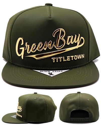 Green Bay New Basic Black Eagle Tailsweeper Title Town Olivgrün Leder Toned Era Snapback Hat Cap