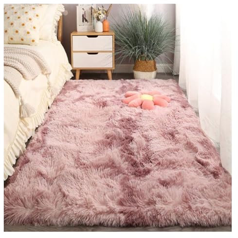 GOUSANG Antidérapant Tapis en Peau de Mouton 200 x 310 cm Laine Tapis Antidérapant Chaise Canapé Natte de Mouton Synthétique pour Chambre à Coucher, Salon, Crèche, Rose Pourpre