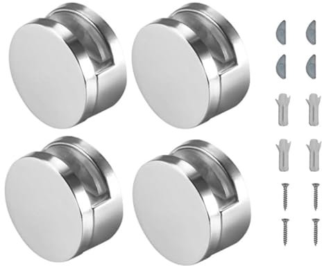 COZERI 4 Stk Klemmbefestigung Abstandshalter,Glasklemme Edelstahl Glasklemmhalter Spiegelhalterung Wandhalterung,Für 5-8mm Dickes Glas, Acrylglas, Spiegelbefestigung,mit Expansionsrohr und Schrauben