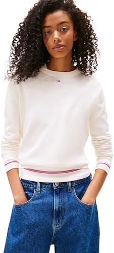 Tommy Jeans Damen Tjw Essential Crew Sweater EXT Dw0dw20159 Pullover, White (Ancient White), S EU