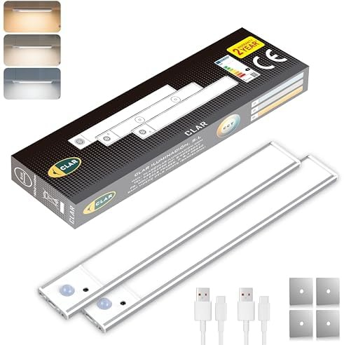 CLAR - Luz LED magnética para cocina y armario, inalámbrica y recargable, 30 cm (Pack 2)