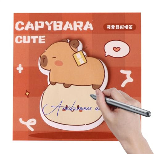 Haftnotiz-Stempel | Cartoon Animal Capybara Haftnotizen, 30 Blatt abnehmbare Notizblöcke, Klassenbedarf, Schulbedarf für Lehrer, Studenten