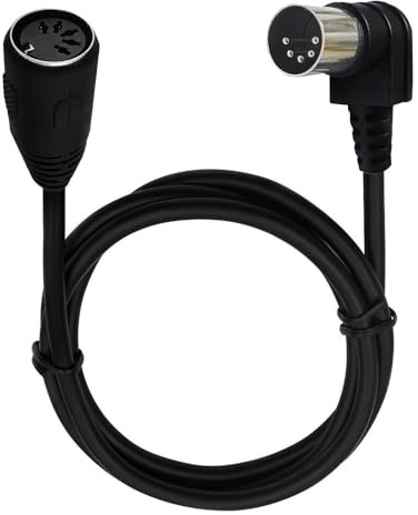 Traovien DIN 5 Pin Cable, 5-PIN Din 90 Degree Male to Female Audio Adapter for MIDI Keyboard Synthesizer, Organ, Electric Piano, MIDI Guitar (0.5M/1.6Ft)