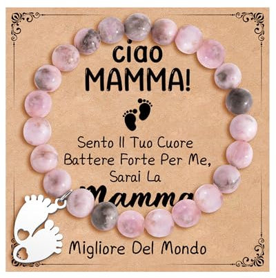 YELUWA Bracelet Future Maman Cadeau Enceinte Femme Idee Cadeau Fete des Meres Maman Jeune Annonce Grossesse Original Bijoux Femme Perles Anniversaire Idée Cadeaux Bébé à Naître pour Nouvelle Mere IT