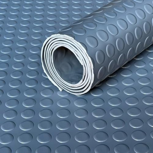 Shield Autocare 4m x 1.5m Dark Grey Coin PVC Flooring Roll | Non Slip Industrial Lino Vinyl Floor Matting for Garage Work Van Heavy Duty 3mm Thick 1.5m Width