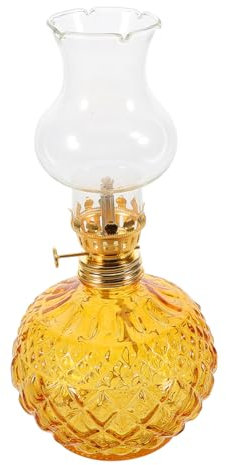 ULTECHNOVO Lampenschirm aus Glas industriell Kerosin -Laterne für groß drinnen hochzeitsdeko Öllampe im Vintage-Stil Kerosin-Notbeleuchtung Vintage Petroleumlampe Retro-Lampe Metall Gelb