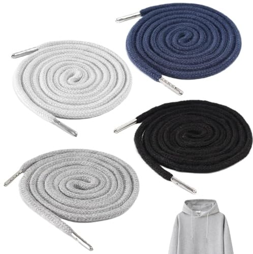 4 Pcs Replacement Drawstring Cord for Pants, Drawstring Replacement Kit, Hoodie String for Sweatpants Shorts Jackets Gym Wear, Drawstring Repair Rope for Waistbands