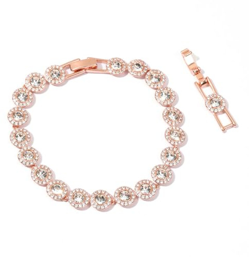 ZOEY Angelic Crystal Necklace & Bracelet - 18K Plated 38-40.5cm Adjustable Chain, 18.5-21cm Extendable Bracelet, Elegant Around Crystal Jewelry