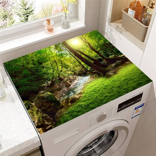 Highdi Tapis pour Dessus de Machine à Laver, Tapis de Protection Antidérapant pour Dessus de Machine à Laver Diatomée Découpable pour Chargement Frontal Sèche-Linge (40 * 50cm,Arbre vert 11)