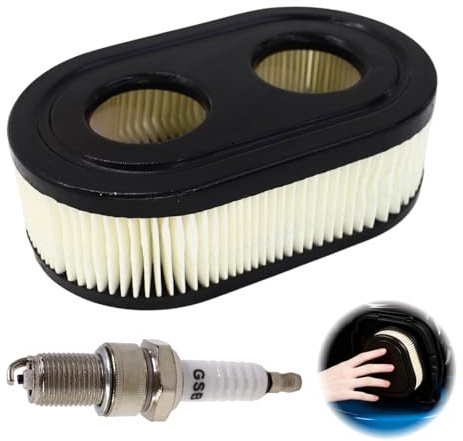 2 Stück Luftfilter, Zündkerzen Set, 1 Luftfilter & 1 Zündkerze, Ersatzteile für Rasenmäher und Motorgeräte, langlebig und passgenau für verschiedene Modelle, ideal für Wartung und Pflege