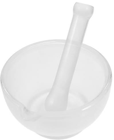 HOODANCOS Set de Pilon et Mortier Verre Résistant pour Laboratoire et Cuisine Bol Robuste avec Pilon Capacité Adaptée Facile à Nettoyer et Portable