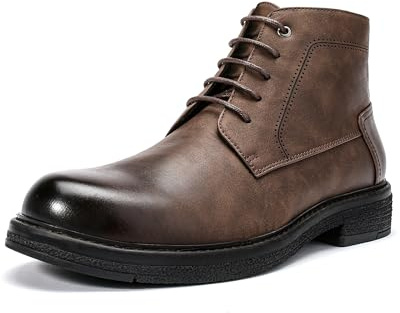 Allthemen Hombre Botas Derby Punta Redonda Botines Cordones Cuero Brillante Moda para Trabajo Informal