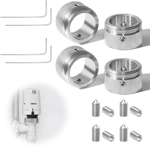 Heizkörperthermostat Adapter M30x1,5 für RA/Rav/Ravl, 304 Edelstahl Heizungsventil Adapter, Heizkörperventiladapter, Innendurchmesser 22mm, Thermostatkopf-Adapter mit Schrauben Sechskantschlüssel