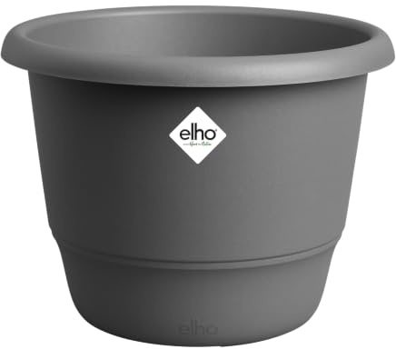 Elho Amiga Rond 55cm Pot de Fleur - Anthracite | Ø 55 x H 41.3 cm | Convient à une Utilisation Extérieure | Plastique 100% recyclé