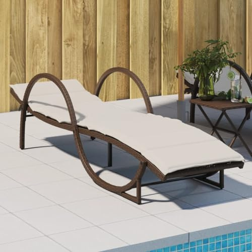 NIVVHOH Sonnenliege & Liegestuhl Braun PE-Rattan Liegen Relaxliege mit verstellbare Rückenlehne für Garten, Balkon, Im Freien (60 x 199 x 42 cm)