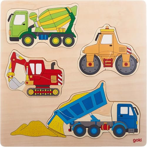 Goki 57901 - Einlegepuzzle - Baufahrzeuge