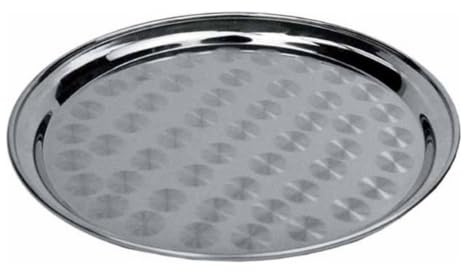 Winco 16 Service Tray, Round, S/S, Swirl Pattern