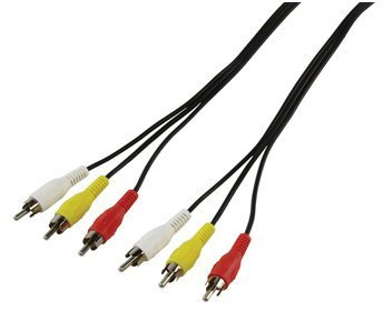 Electrosmart 3M - 3 RCA Phono Male to Male AV Audio Video Lead with Yellow, White & Red Plugs
