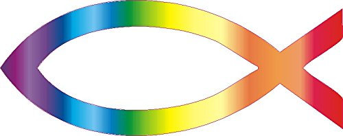 1 x Aufkleber Jesus Fisch Ichthys Fish Sticker Autoaufkleber Regenbogen Shocker