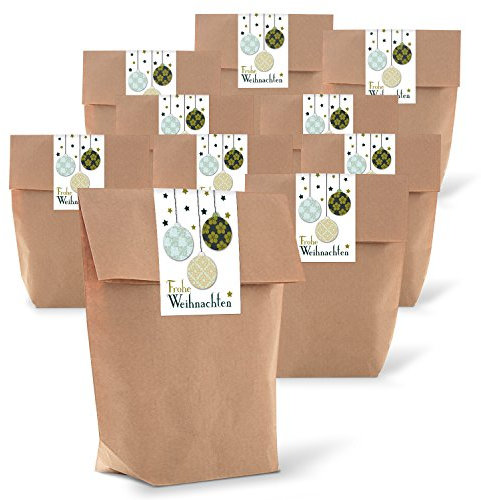 Logbuch-Verlag 25 Naturtüten Weihnachten für Geschenk 14 x 22 x 5,6 cm Verpackung Beutel Kunden Mitarbeiter Kollegen