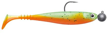 Jackson Unisex – Erwachsene 10C4050801037459C10 Gummifisch montiert Zander Köder-Zanderbait 10cm 2St. Green Orange, Bunt, Normal