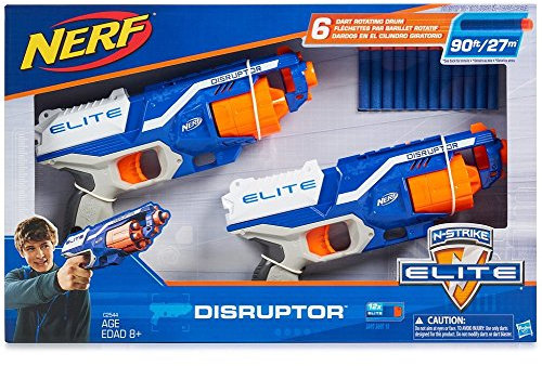 Nerf N-Strike Elite Disruptor Blaster 2er Pack 6 Dart Rapid Fire Shots 90' Hasbro