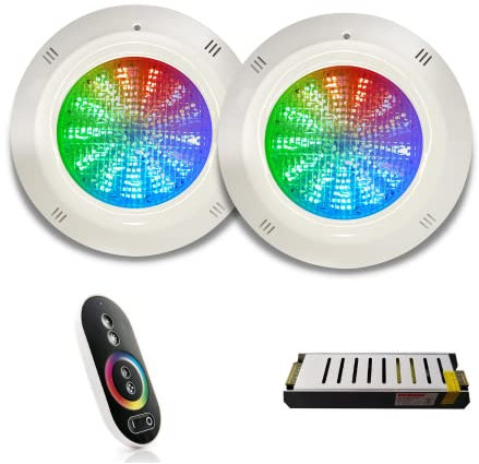 WARMPOOL Offre 2 projecteurs LED RGB Câble 4 Fils pour Piscine avec Commande à Distance Externe et transformateur