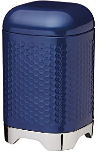 KitchenCraft Lovello Textured Food Storage Container with Geometric Hexagon Pattern, 11 x 11 x 19 cm (4.5 x 4.5 x 7.5) - Midnight Navy