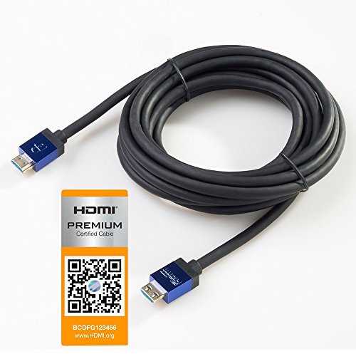 SlimHDMI 4.5m Premium Certified HDMI Cable with Secure Lock Connector (4K Ultra HD, Gold Plated, 1080p, 3D, High Speed, ARC)