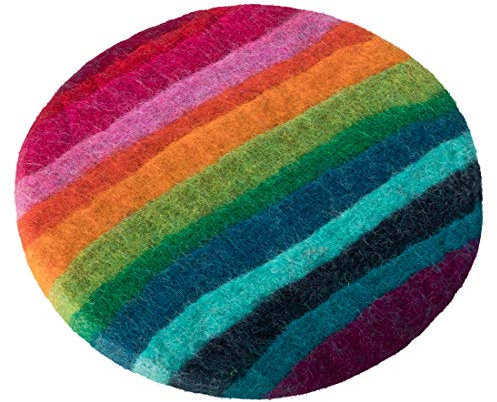 Maharanis FAIRTRADEHandgefilzter Untersetzer Unterlage 21 cm Regenbogen Reine Wolle