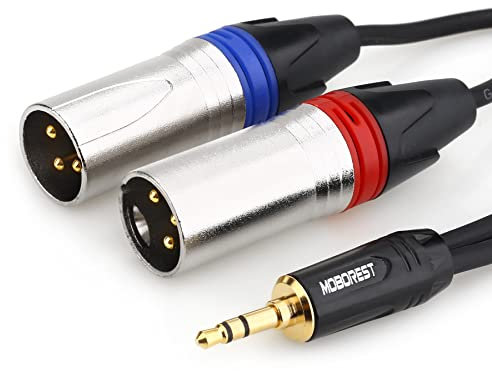 MOBOREST 3.5mm a XLR Cables de micrófono macho, XLR dual a 3.5mm TRS Mini Jack estéreo AUX Interconexión Y-Adaptador Cable 1.5 metros