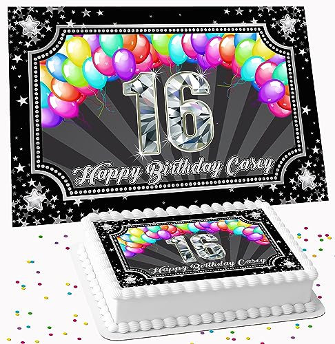 HAPPY BIRTHDAY RECTANGLE PERSONALISED ICING EDIBLE CAKE TOPPER DECORATION R1-772 - A4