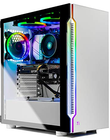 Happy Watch SkyTech Archangel 3.0 Gaming Computer PC Desktop - Ryzen 7 3700X 8-Core 3.6GHz, RTX 3060 12GB, 1TB SSD, 16GB DDR4 3200, RGB Fans, AC WiFi, 600W Gold PSU, Windows 10 Home 64-bit, White