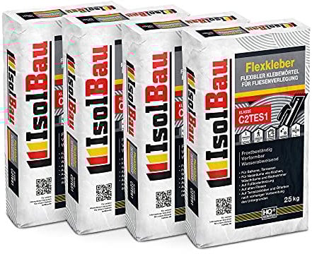 Isolbau C2TE S1 Flexkleber - 100 kg Flexibler Klebemörtel für Fliesenverlegung - Frostsicher, Verformbar & Wasserabweisend, Flexmörtel Natursteinkleber