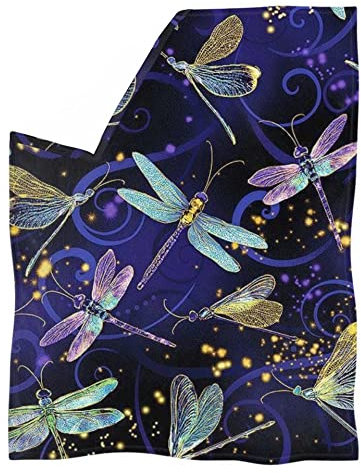 chaqlin Niedliche Überwurfdecke für Damen und Mädchen, für Schlafzimmer, Couch, Reisen, blaue Libellen, bedruckte Decke, Kinderbettwäsche, Couch, Schule, Büro, Sofa, Stuhl, Decken, groß